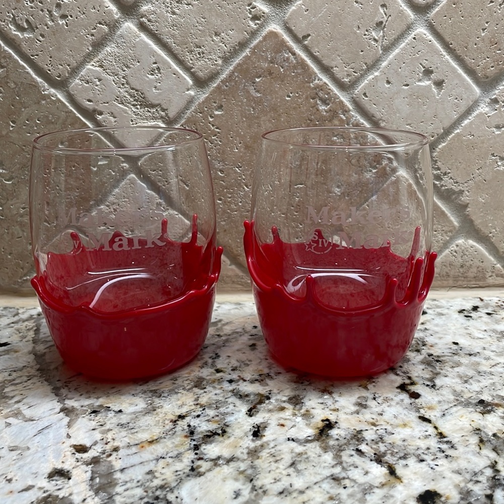 Maker’s Mark Red Wax Bottom Rounded Glasses
